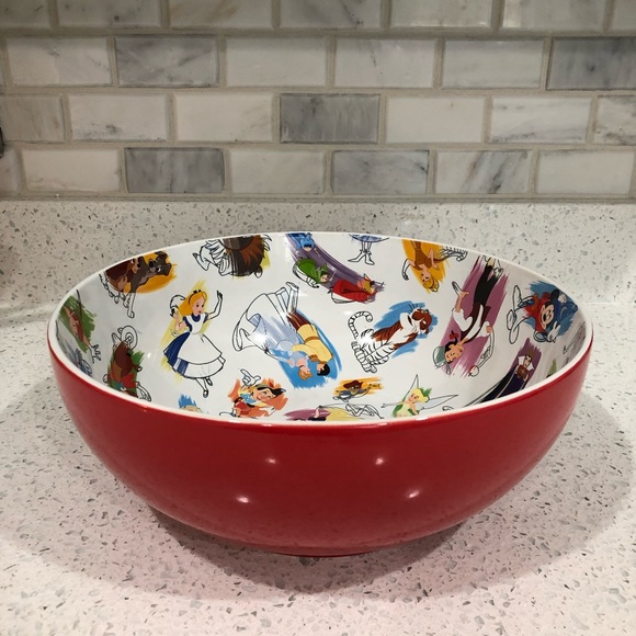 Disney Parks Ink & Paint Collection Large Red Ceramic Serving Bowl - Picture 2 of 7